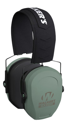 Walkers Game Ear Razor Slim Passive Muff 27 dB Over the Head Sage Green/Black Polymer