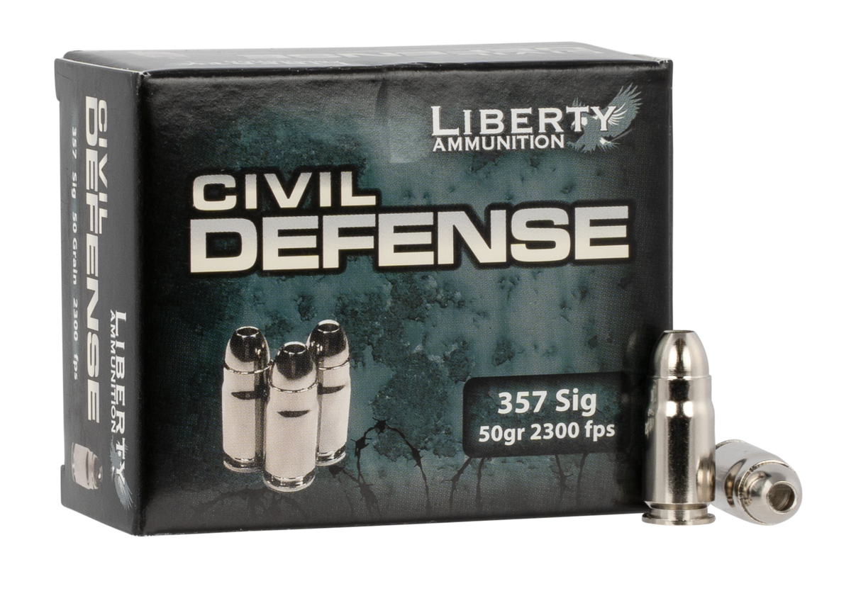 Liberty Ammunition Civil Defense 357 Sig 50gr Lead Free Fragmenting Hollow Point - Box or Case