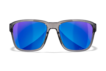 Wiley X Trek M/L Blue Mirror Lens Polycarbonate Gloss Crystal Dark Gray Frame Safety Glasses