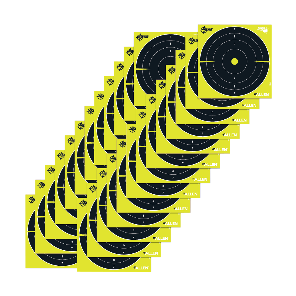 EZ-Aim Splash Reactive 8" Bullseye Hanging Paper Target 8" x 8" Black/Yellow 25 Pack