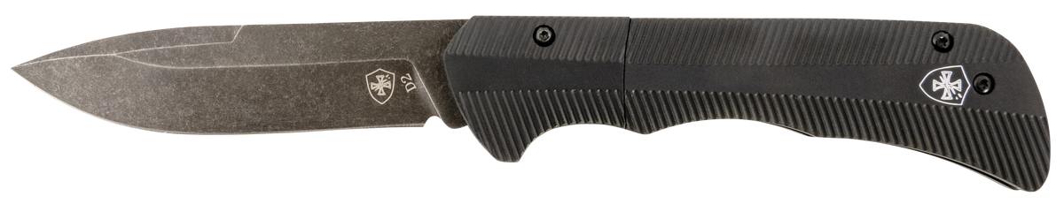 Templar Knife Auto Assist 3.5" Folding Drop Point Plain D2 Black Oxide Stonewashed Blade 4.25" Aluminum Handle