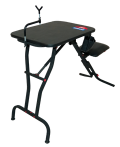 Birchwood Casey MSB100 Ultra Steady Shooting Bench - Folding Seat, Adjustable Gun Rest, Black Steel