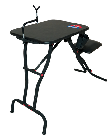 Birchwood Casey MSB100 Ultra Steady Shooting Bench - Folding Seat, Adjustable Gun Rest, Black Steel