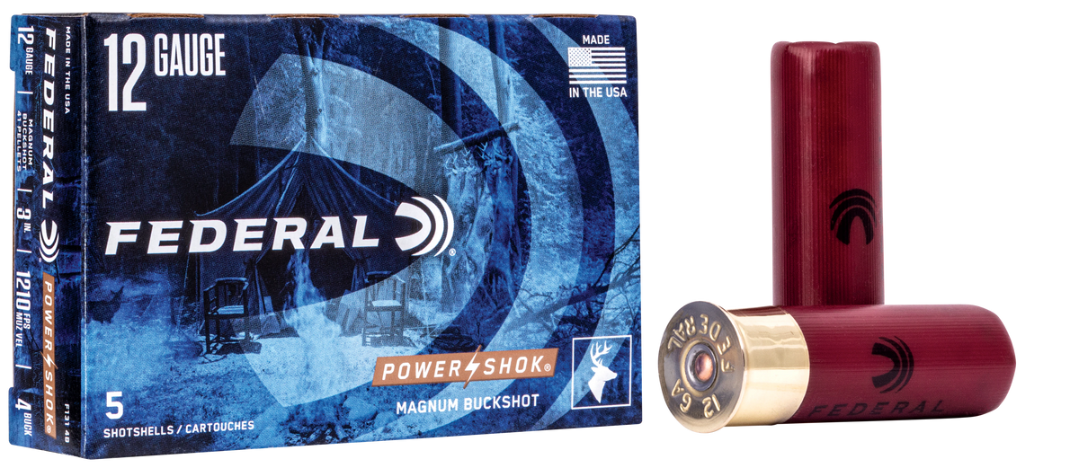 Federal F1314B Power-Shok Magnum 12Gauge 3" 41Pellets 1 15/16oz 4BuckShot 5 Per Box/50 Case