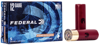 Federal F1314B Power-Shok Magnum 12Gauge 3" 41Pellets 1 15/16oz 4BuckShot 5 Per Box/50 Case