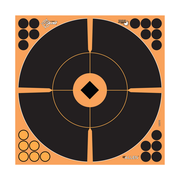 EZ-Aim 15376 Splash Reactive Self-Adhesive Paper Bullseye Target 12" Black/Orange - 5 Pack