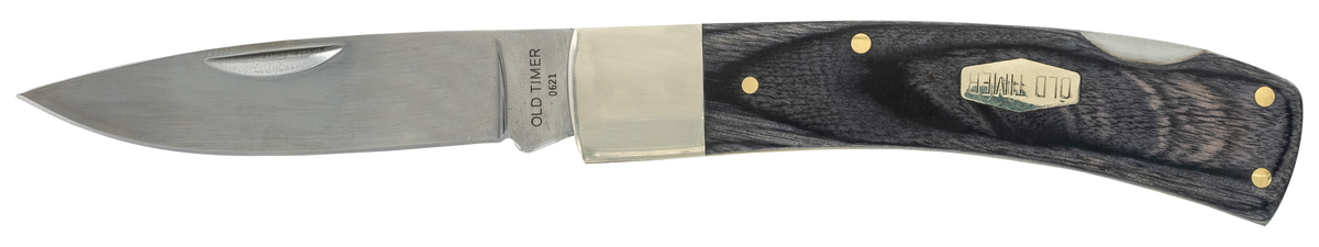 Old Timer Heritage Series Bruin 50th Anniversary 2.80" Drop Point Plain D2 Steel - Black Wood Laminate Handle
