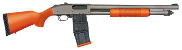 Mossberg 590M 12 Gauge 10+1 18.5" Mag-Fed Pump Shotgun - Magpul SGA Orange Stock - Tungsten Gray Cerakote