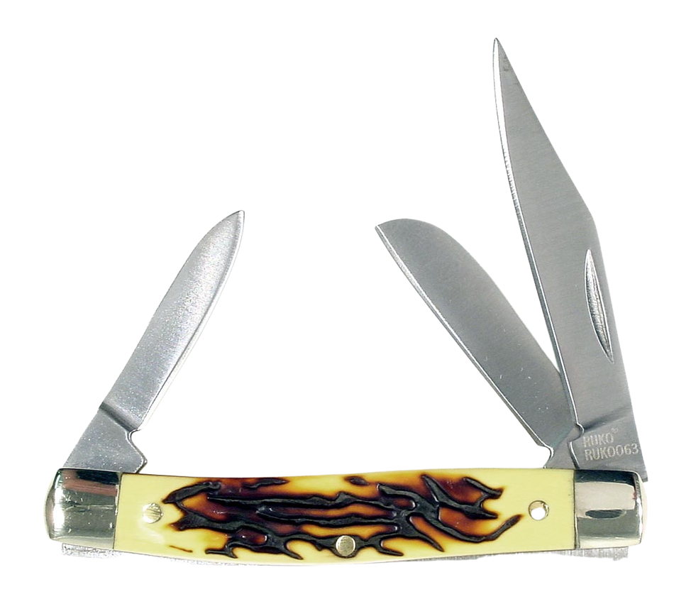 Rynoblade Knives RUKO RUK0063-CS 440A 2.75" Deer Horn Folding Knife