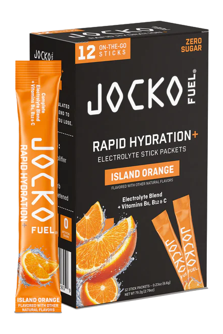 Jocko Fuel Rapid Hydration+ Electrolyte Powder Stick Packs Island Orange 6/12