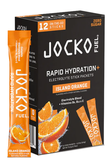 Jocko Fuel Rapid Hydration+ Electrolyte Powder Stick Packs Island Orange 6/12