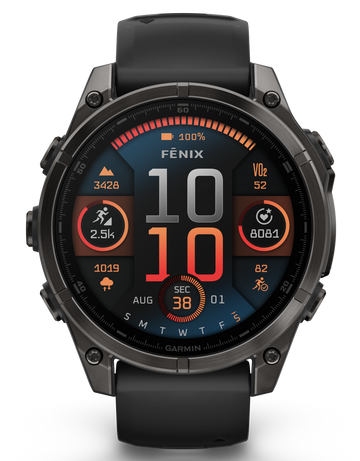 Garmin Fenix 8 47mm AMOLED Sapphire GPS Smartwatch - Carbon Gray DLC Titanium / Black Silicone