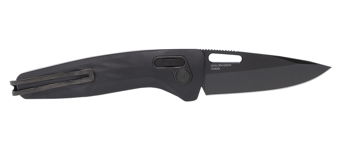 SOG One-Zero XR 3.10" Folding Plain S35VN Black Aluminum Knife