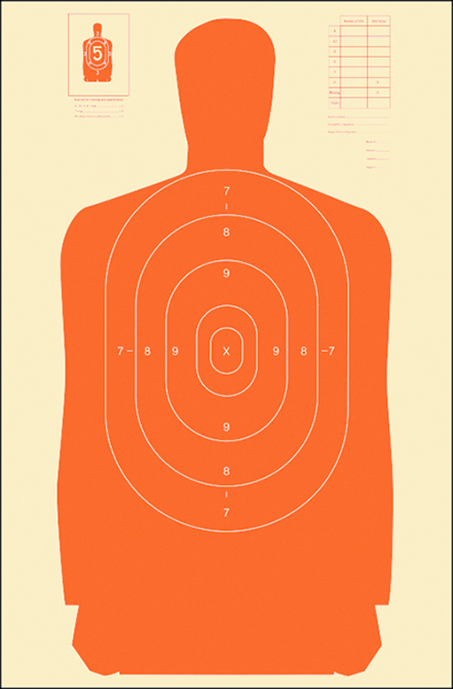 Action Target B-27S Qualification Standard Silhouette Paper Hanging Target 24" x 45" Orange/White 100 Per Box