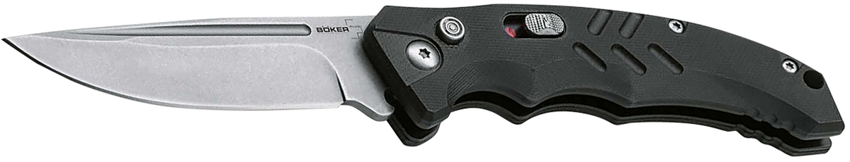 Boker Plus Intention II 3.15" Automatic Folding Drop Point Plain D2 Steel Blade Black G10 Handle