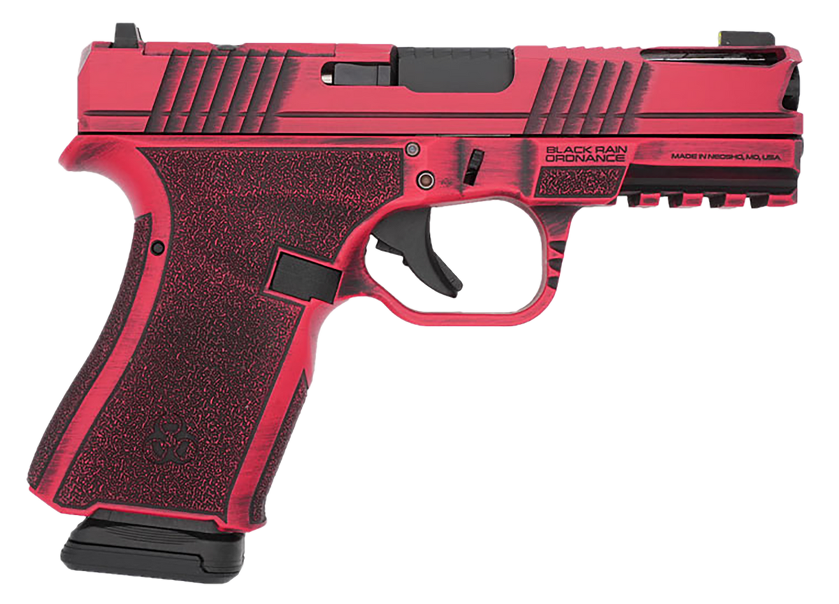Black Rain Ordnance Frontline+ 9mm 4" 15+1 Semi-Auto Pistol - Firehouse Red Battleworn