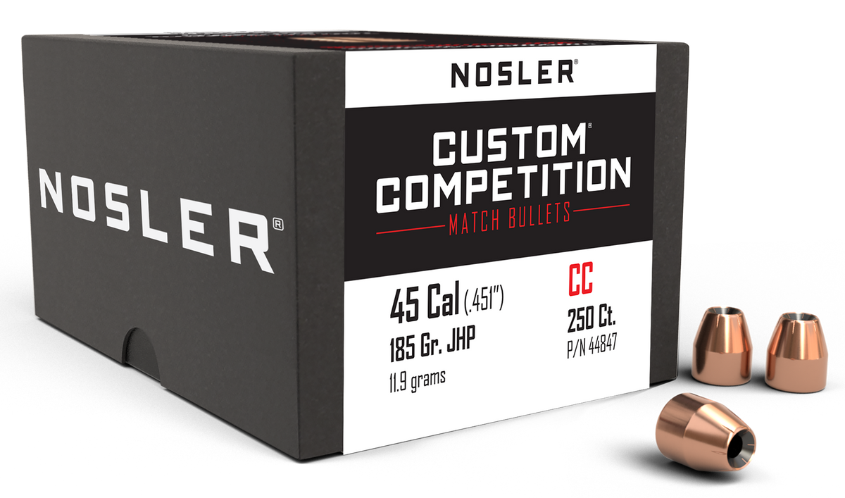 Nosler Custom Competition 45 Cal 185gr JHP Reloading Bullets - 250/Box