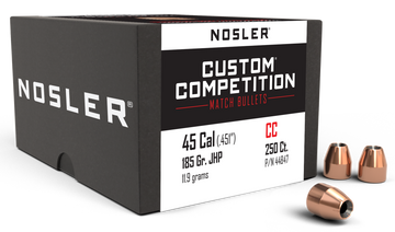 Nosler Custom Competition 45 Cal 185gr JHP Reloading Bullets - 250/Box