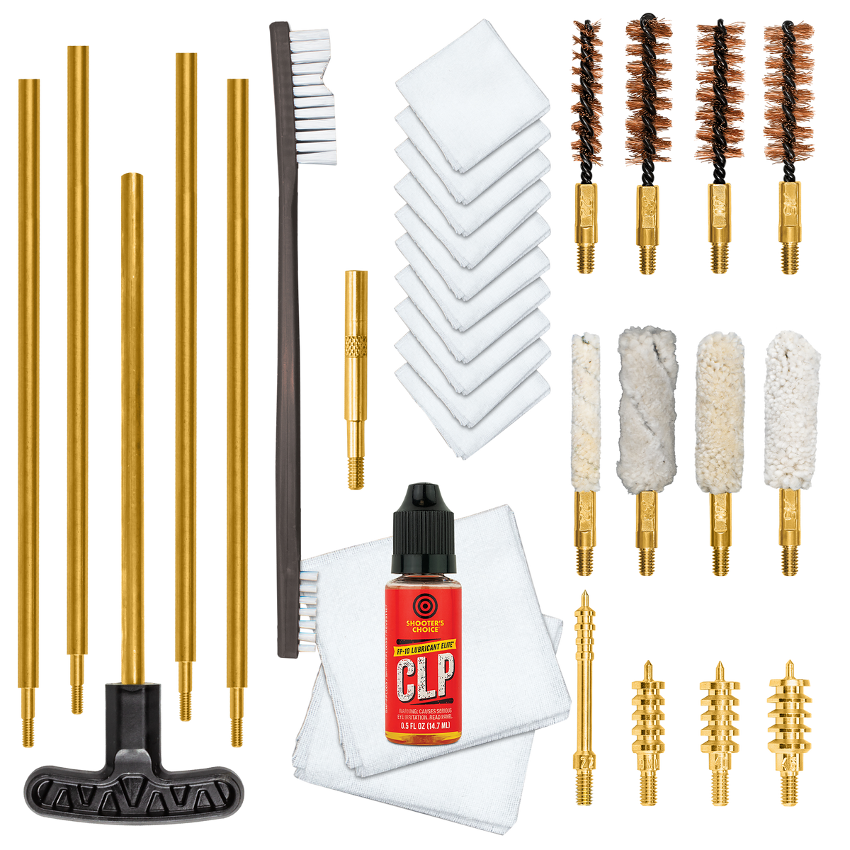 Otis Multi-Caliber Pistol Cleaning Kit .22/9mm/.40/10mm/.45 Cal - Bronze Brush/Pierce Point