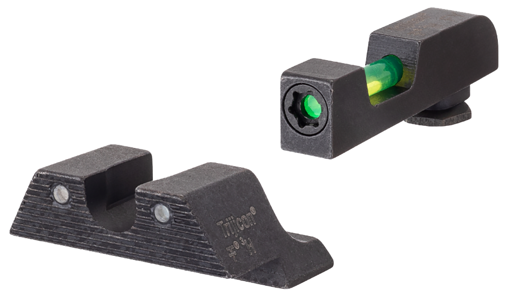 Trijicon DI Night Sight Set - Green Tritium/Fiber Optic Black Outline Front / Green Tritium Rear - Fits Glock 42/43/43X/48 Excludes MOS