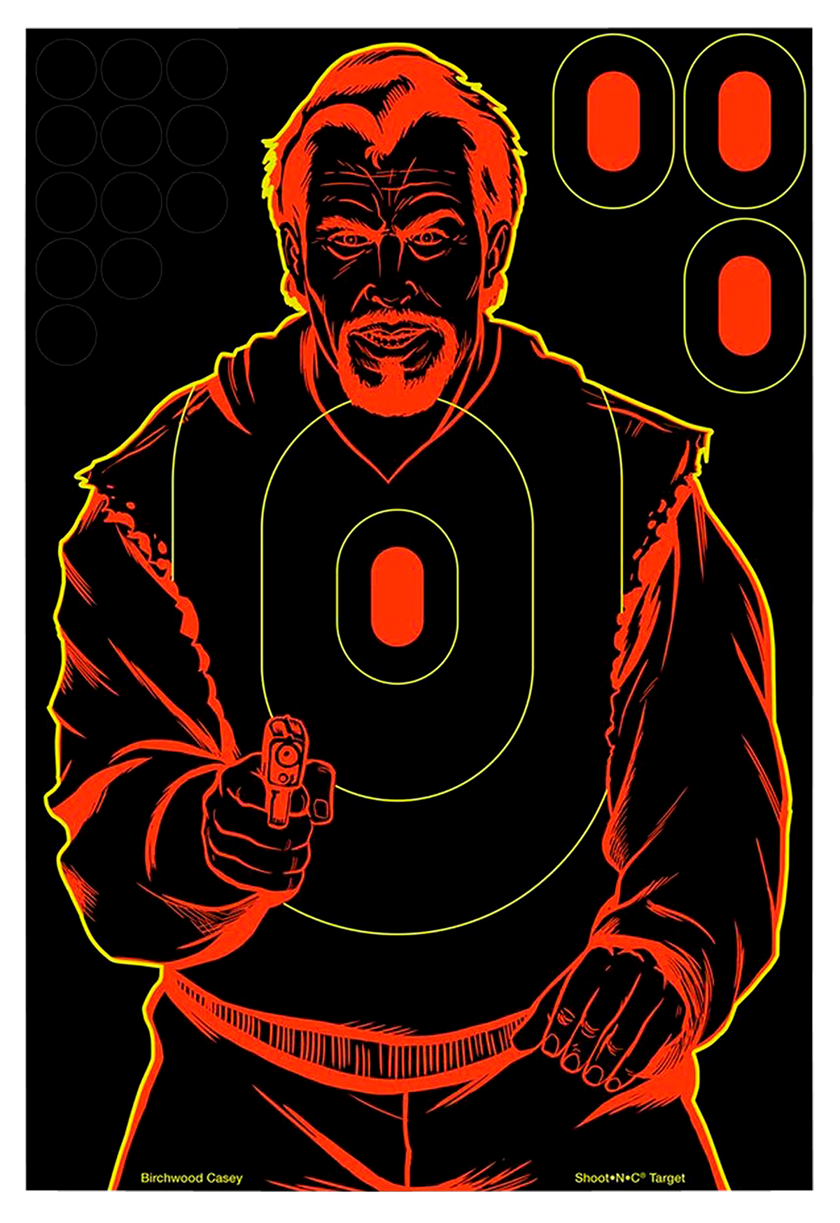 Birchwood Casey Shoot-N-C 12"x18" Bad Guy Silhouette Reactive Paper Target - 100 Pack