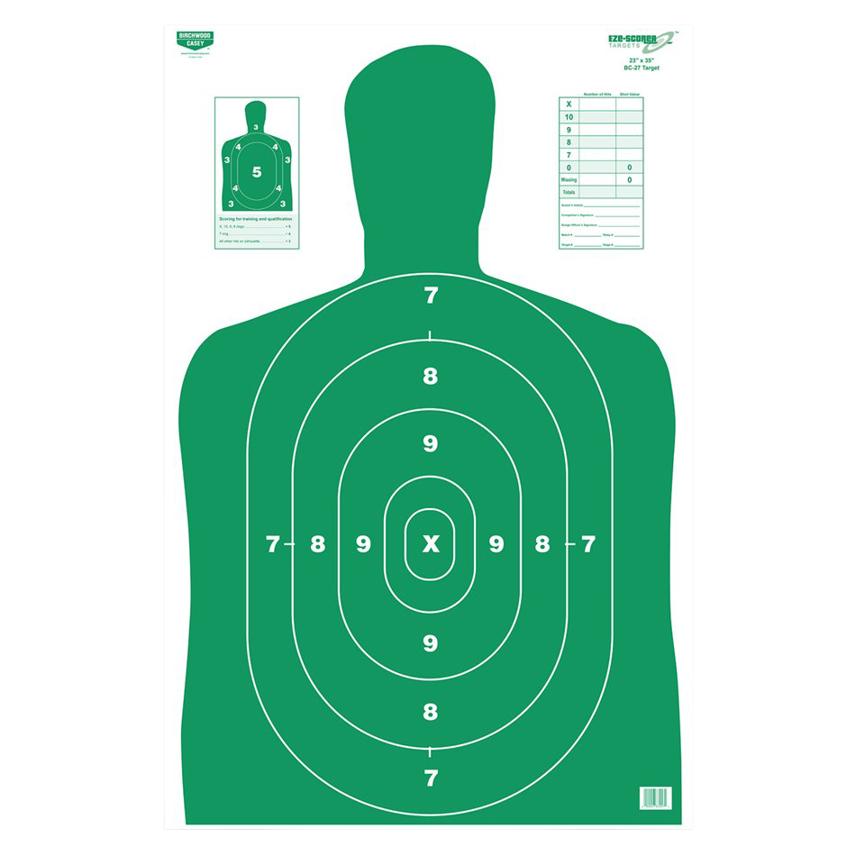 Birchwood Casey 37015 EZE-Scorer Green Silhouette Paper Target 23 x 35 5 Pack