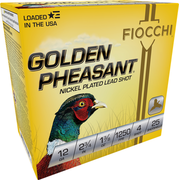 Fiocchi 12GP4 Golden Pheasant Extrema 12 Gauge 2.75" 1 3/8oz #4 Shot 25 Bx/10 Cs - Box or Case