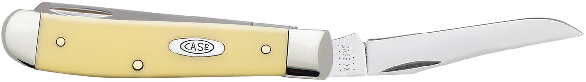 Case Mini Trapper 2.70"/2.75" Clip Point/Spey Folding Knife - Yellow Synthetic