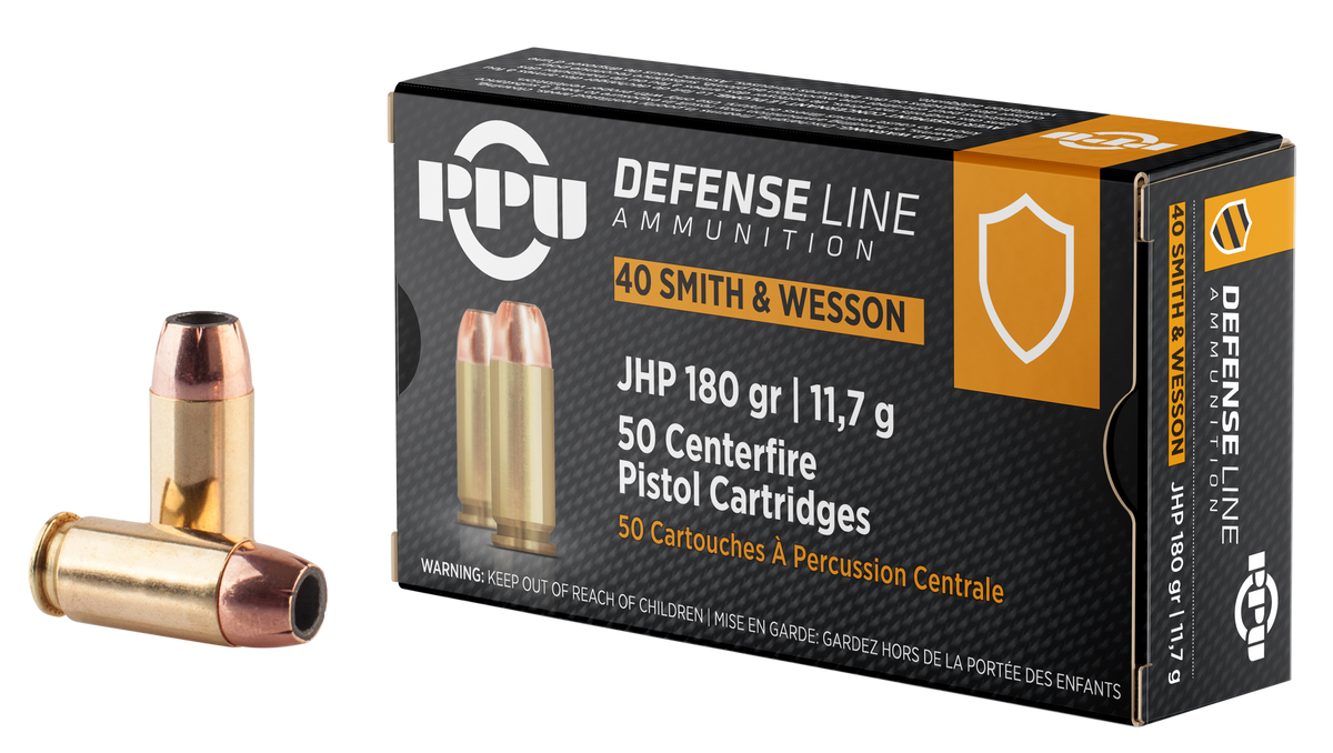 PPU PPD40 Defense 40 S&W 180gr Jacketed Hollow Point - Box or Case