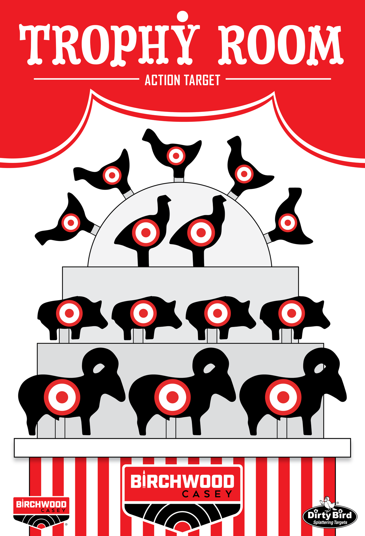 Birchwood Casey Dirty Bird Trophy Room 12" x 18" Paper Hanging Target 6 Pack