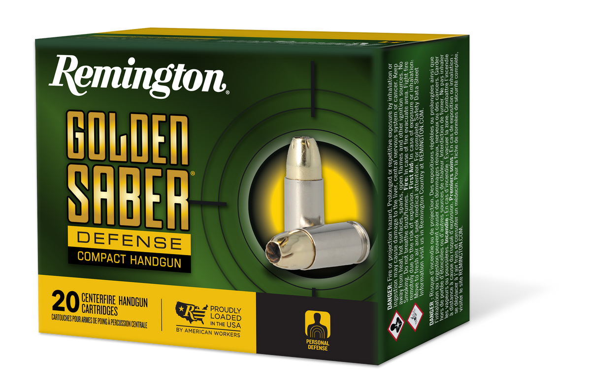 Remington Ammunition Golden Saber Defense 40 S&W 180gr Brass Jacketed Hollow Point 20-Rd Pistol Ammo - Box or Case