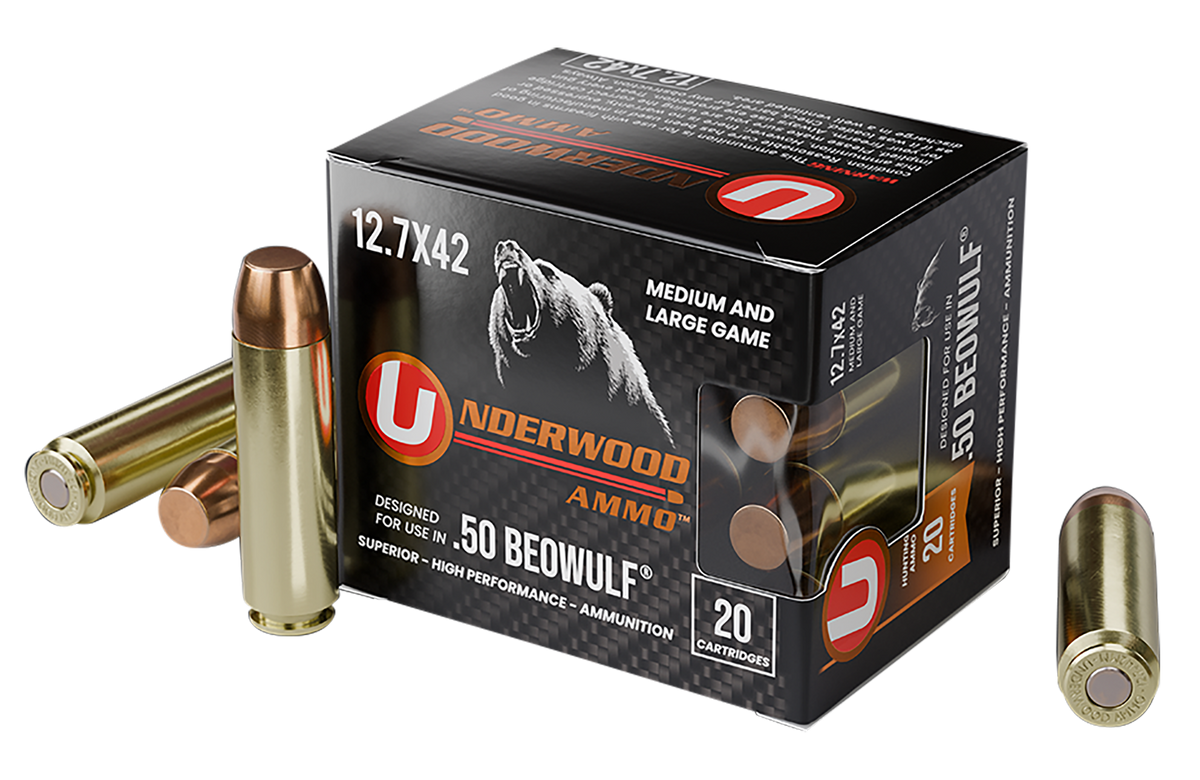 Underwood Ammo 50 Beowulf 350gr Full Metal Jacket Flat Nose 20rd - Box or Case
