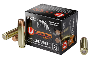 Underwood Ammo 50 Beowulf 350gr Full Metal Jacket Flat Nose 20rd - Box or Case