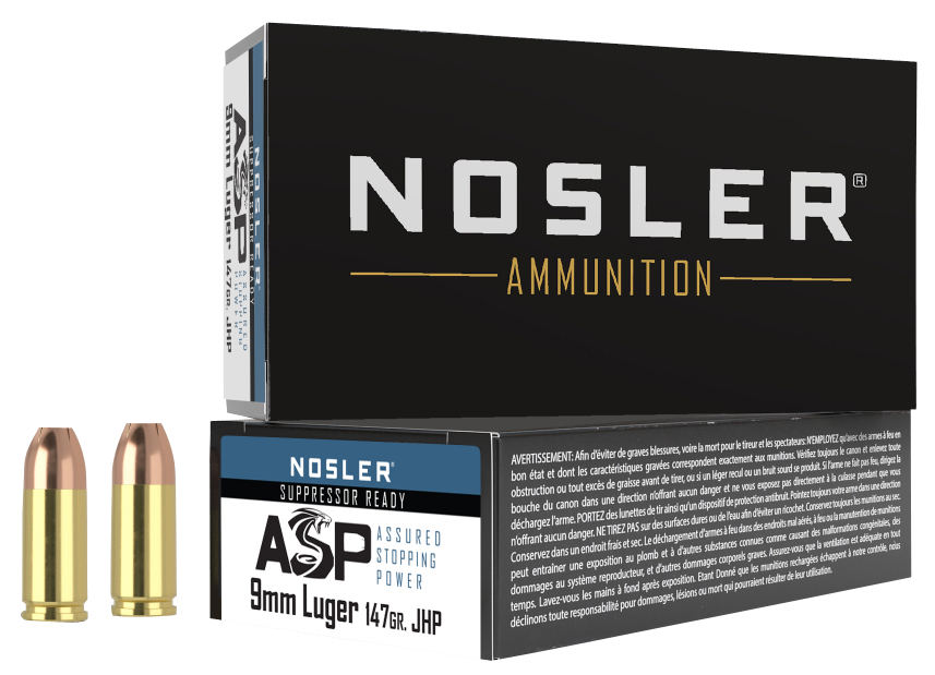 Nosler Assured Stopping Power 9mm Luger 147gr Jacketed Hollow Point - Box or Case