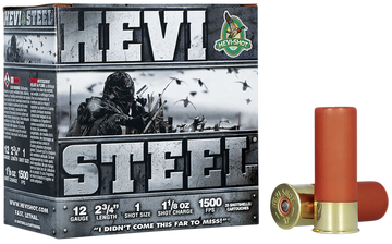 Hevishot HEVI-Steel 12 Gauge 2.75" 1-1/8 oz #1 Shot 1500 fps - Box or Case