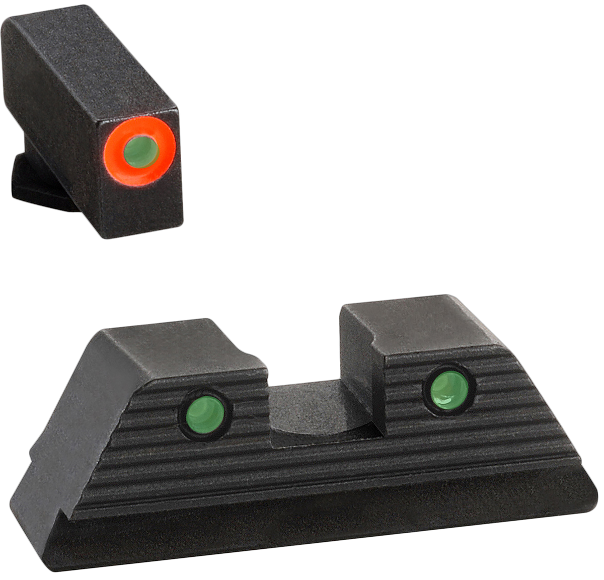 Ameriglo GL816 Trooper Sight Set for Glock Green Tritium Orange Outline Front / Green Tritium Black Serrated Rear