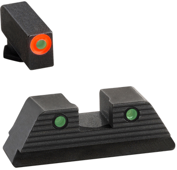 Ameriglo GL816 Trooper Sight Set for Glock Green Tritium Orange Outline Front / Green Tritium Black Serrated Rear