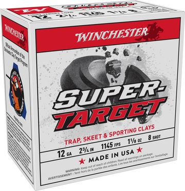 Winchester Ammo Super-Target 12 Gauge 2.75" 1-1/8 oz #8 Shot 25 Rd - Box or Case
