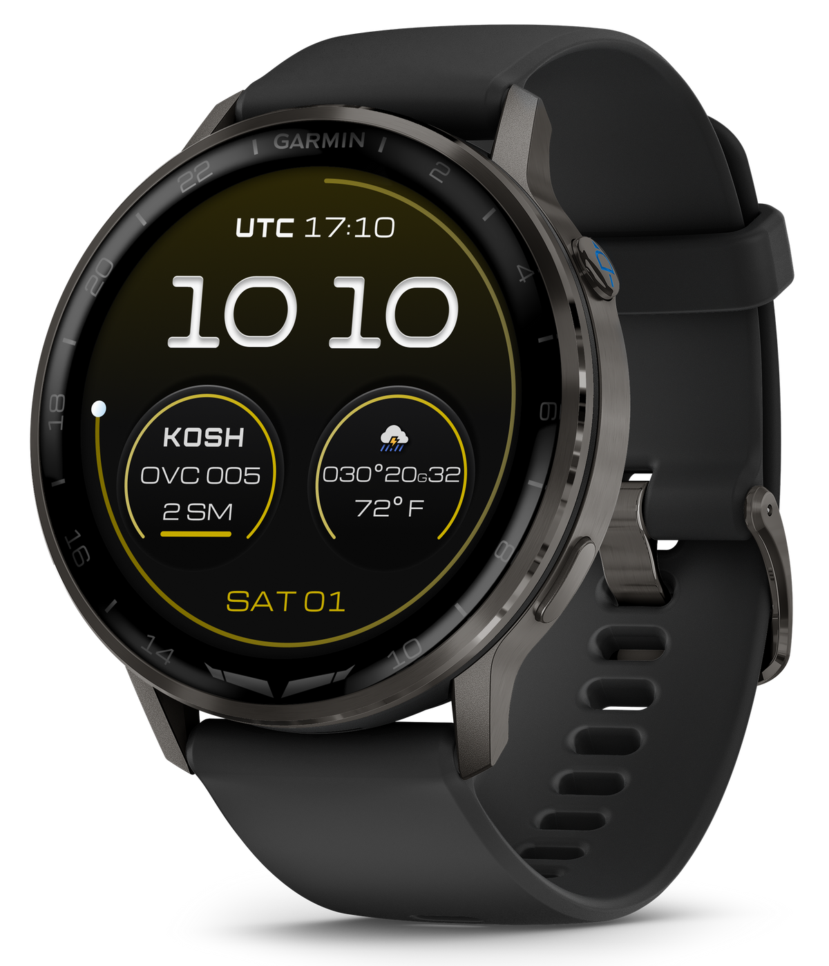 Garmin D2 Air X15 Aviator GPS Smartwatch 45mm AMOLED - Slate Bezel / Black Silicone Band
