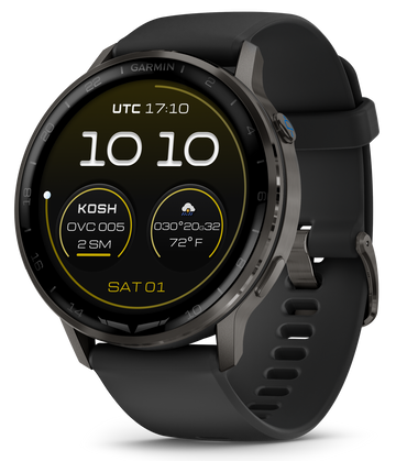 Garmin D2 Air X15 Aviator GPS Smartwatch 45mm AMOLED - Slate Bezel / Black Silicone Band
