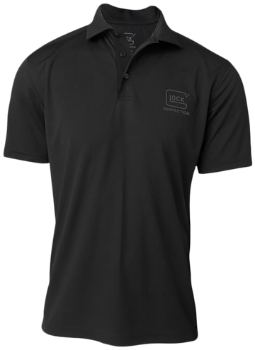 Glock Perfection Polo Short Sleeve Large - Black Polyester Mesh
