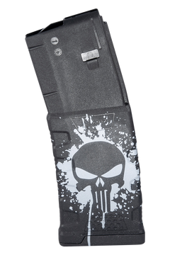 Mission First Tactical Extreme Duty 30rd 223 Rem/5.56x45mm AR-15/M4 Polymer Magazine - White Punisher Skull Splatter