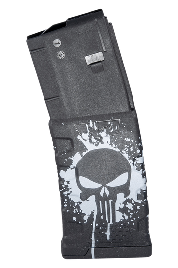 Mission First Tactical Extreme Duty 30rd 223 Rem/5.56x45mm AR-15/M4 Polymer Magazine - White Punisher Skull Splatter