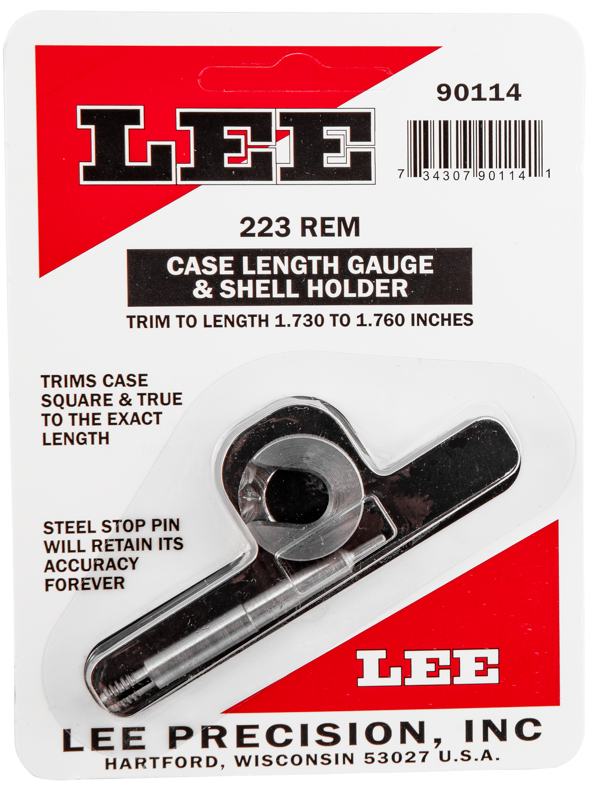 Lee Precision 90114 Case Length Gauge .223 Rem Steel w/Shell Holder