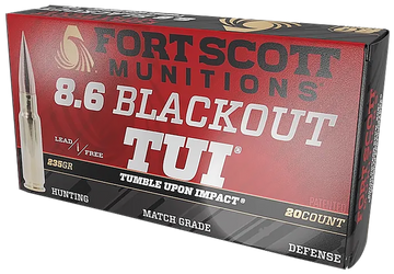Fort Scott Munitions Tumble Upon Impact (TUI) 8.6 Blackout 235gr Solid Copper Spun - Box or Case