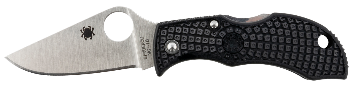 Spyderco Manbug 1.95" VG-10 Plain Edge Stonewashed FRN Black Folding Knife