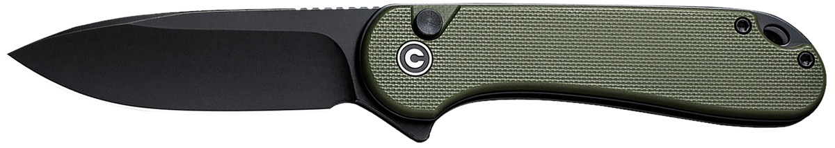 Civivi Knives Elementum II 2.96" Folding Drop Point Plain Black Stonewashed Nitro-V Steel - OD Green Textured G10