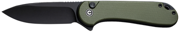 Civivi Knives Elementum II 2.96" Folding Drop Point Plain Black Stonewashed Nitro-V Steel - OD Green Textured G10
