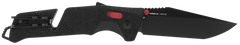 S.O.G Trident AT 3.70" Folding Tanto Plain Black TiNi Cryo D2 Blade - Black w/Red GRN