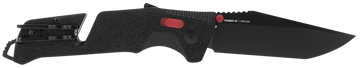S.O.G Trident AT 3.70" Folding Tanto Plain Black TiNi Cryo D2 Blade - Black w/Red GRN